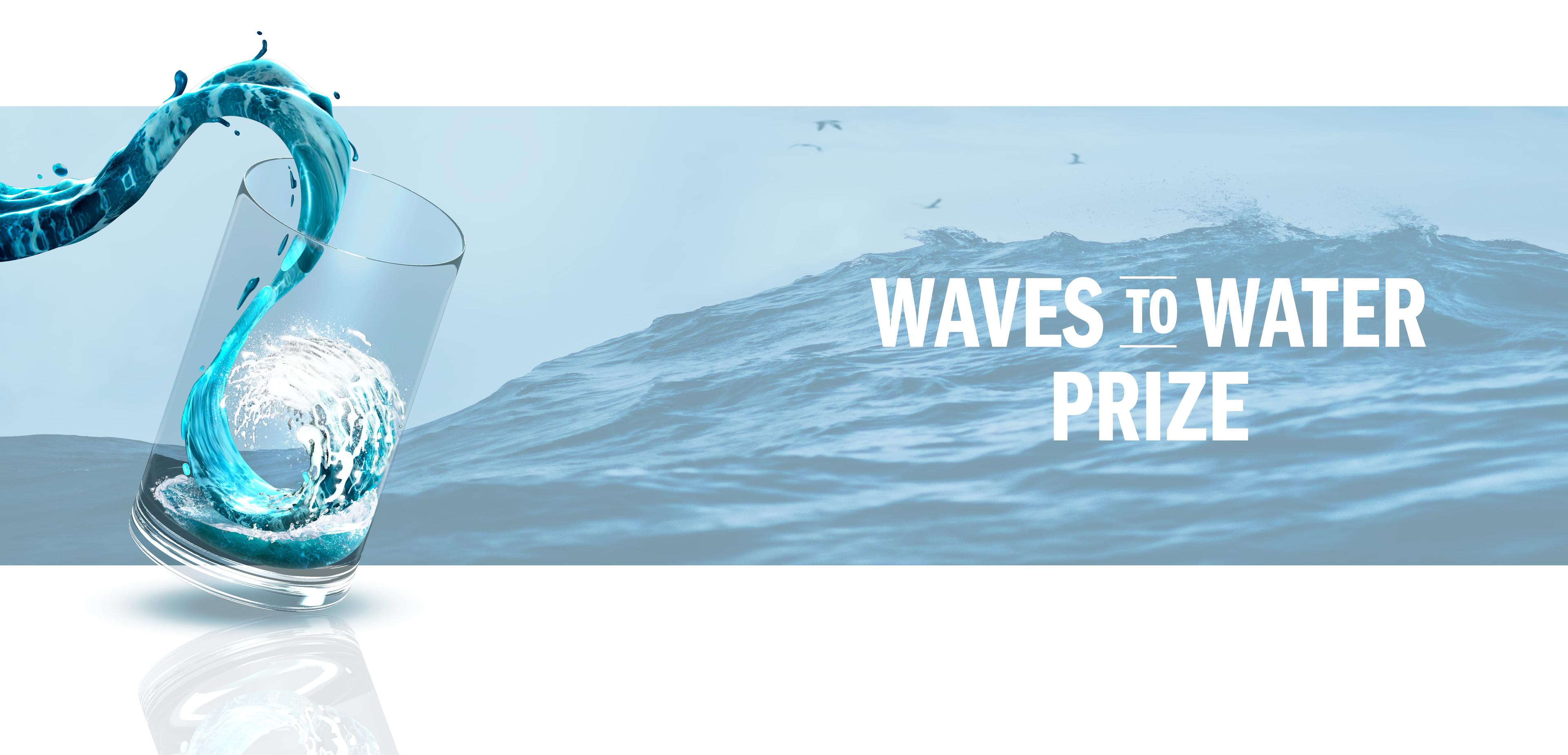 graphic banner for Waves to Water, with a water glass in front of an ocean wave.